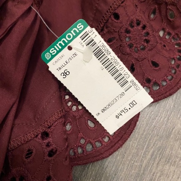 See By Chloe Burgundy Cotton Mini Dress Size 4 NWT - Picture 4 of 10